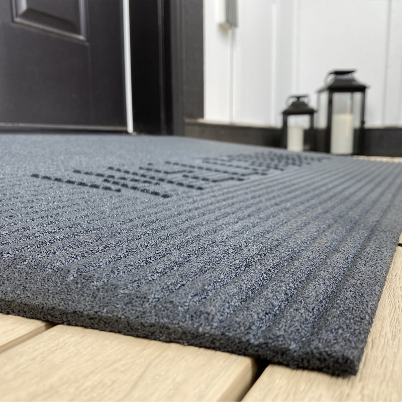 EZ-ACCESS TRANSITIONS 2.5" Rectangular Rubber Angled Welcome Entry Mat, Gray