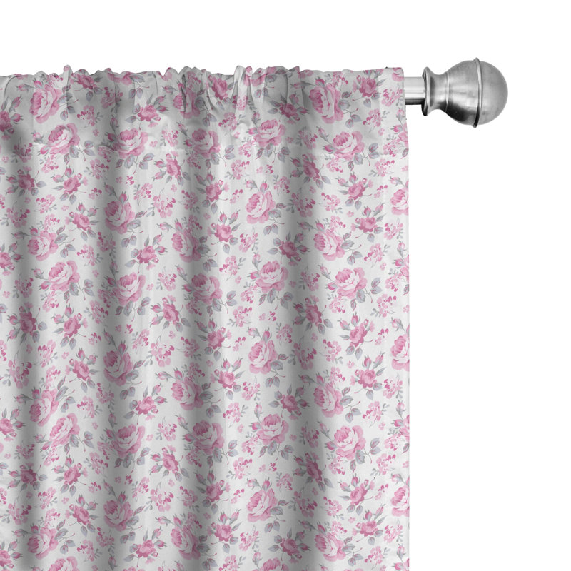 Shabby Floral Semi-Sheer Rod Pocket Sliding Panel, 28" x 95"