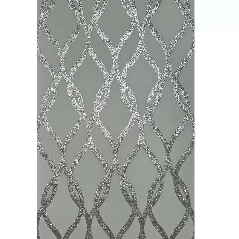 Papier peint géométrique texturé gris pailleté Sequin