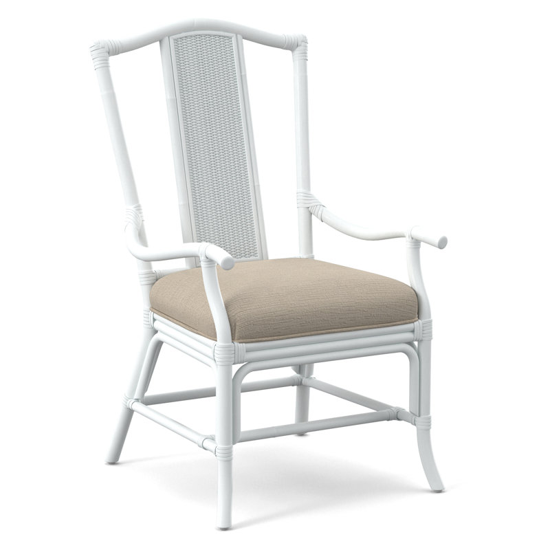 Drury Lane Slat Back Dining Arm Chair, Frost White, Gray Sugar Performance; 0863-84