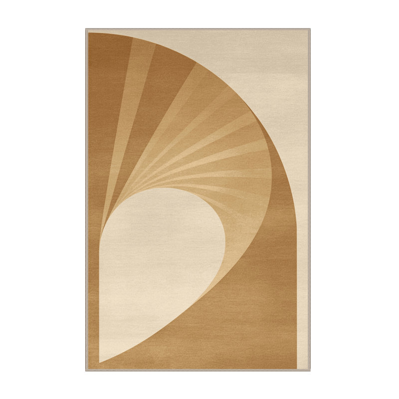 Machine Washable Parkchester Art Deco Arc Rug in Beige – Beige Binding, 5x7