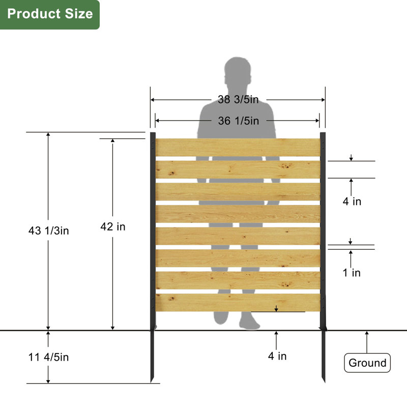 Clôture d'intimité en bois de cèdre 55 po x l 38,5 po (2 panneaux), écran d'intimité extérieur, clôtures décoratives pour patio