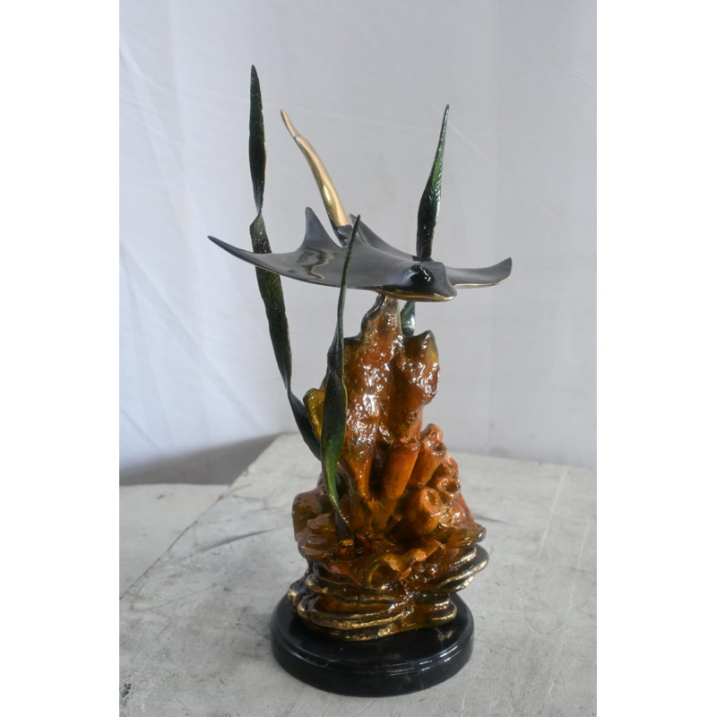 Statue de récif corallien bronze 11 po x 11 po x H 18 po bronze