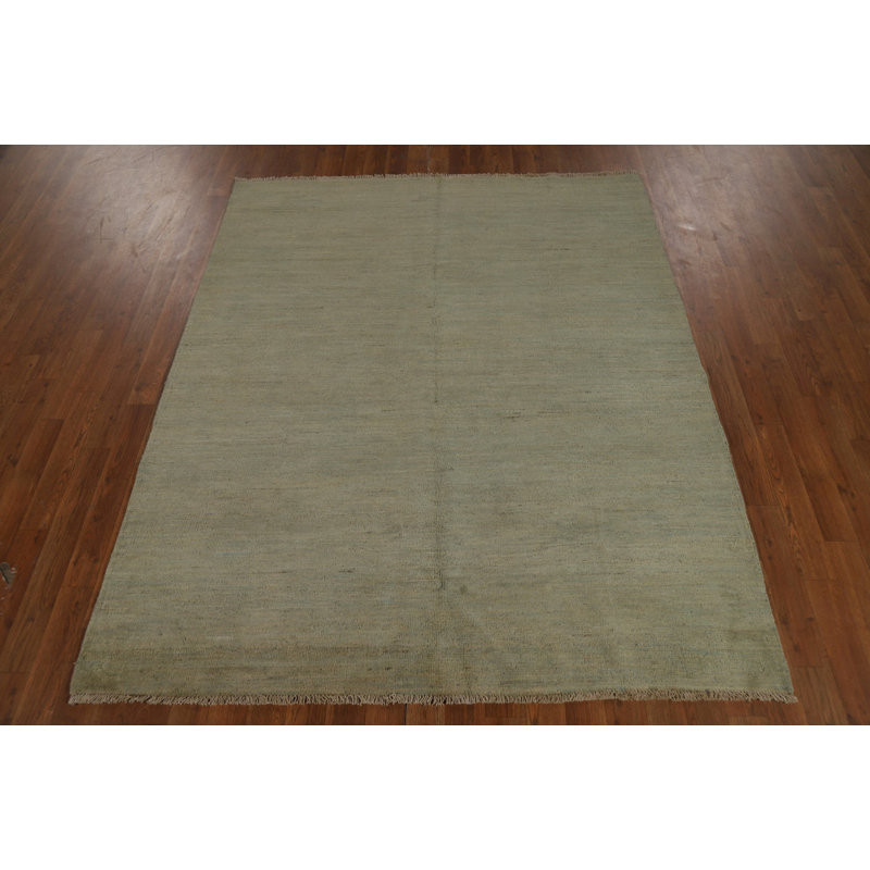 Green Solid Gabbeh Modern Rug 5x6