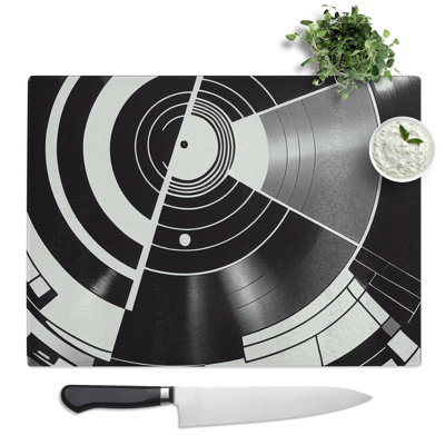 Abstract Vinyl Record  Glass Chopping Board