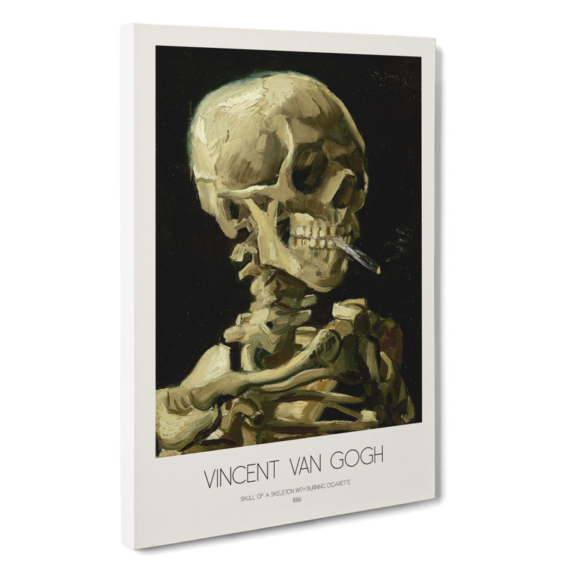 Skull Of A Skeleton With Cigarette With Border by Vincent Van Gogh - Wrapped Canvas Painting, 76cm H x 50cm W x 3cm D
