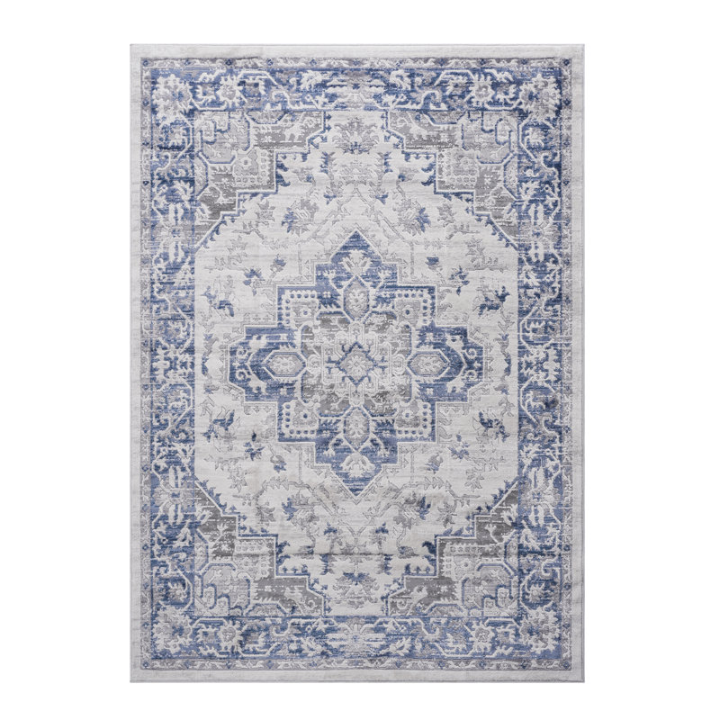 Tapis paillasson bleu / gris / oriental MARX Collection 2X3, Rectangulaire 2 pi x 3 pi
