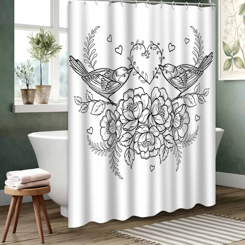 Rideau de douche noir imperméable, rideaux de douche pour la salle de bain avec 12 crochets, 72" L x 72" W