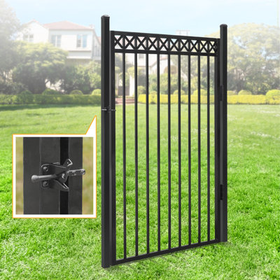 Fencer Wire Heavy Duty 4/ 5/ 6FT H X 4FT W Flat Top X-Pattern Decorative Fence Gate with Gate Lock