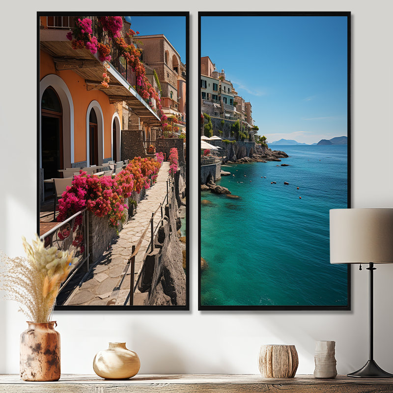 Italie, charmes de la Méditerranée, Italie, H 40 po x l 40 po, Impression encadrée flottante, Noir