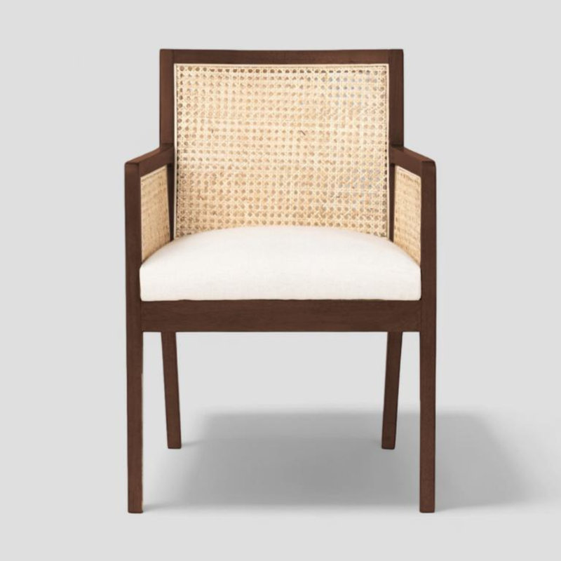 Chaise avec accoudoirs Khajun, Bois brun