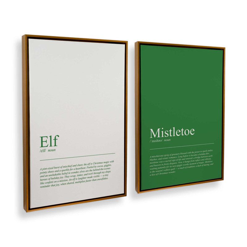 Ensemble de 2 impressions sur toile Holiday Holiday, H 19 po x l 26 po, Impression encadrée sans passe-partout, Or poli