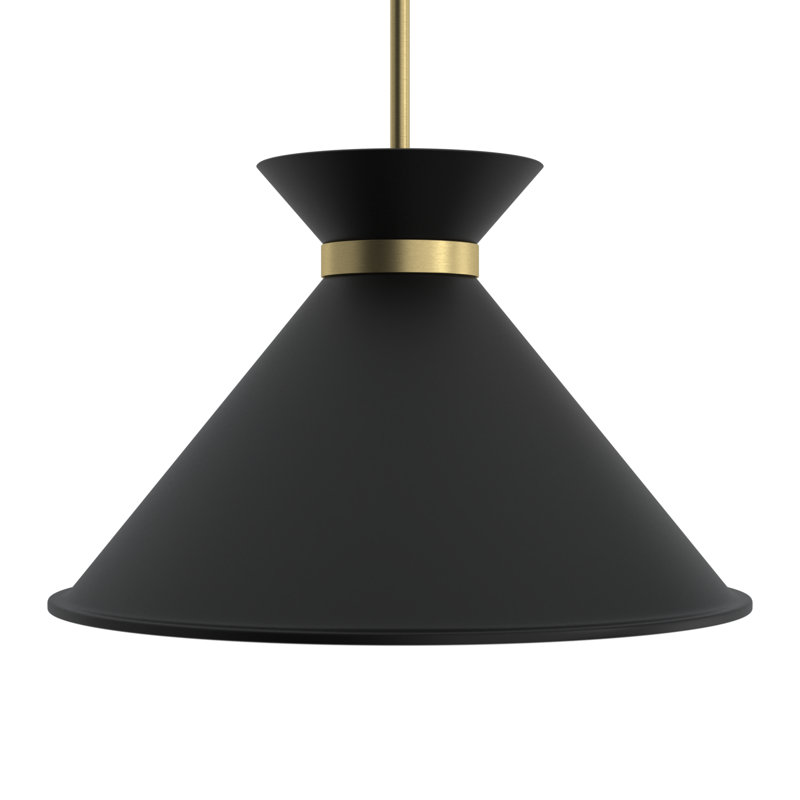 Lamar 3-Light Hubbs in Matte Black with Warm Brass Accents, Black
