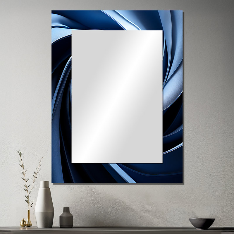 Spiraling abstrait bleu vortex II - abstrait spirales murales uniques, 40 po x 30 po