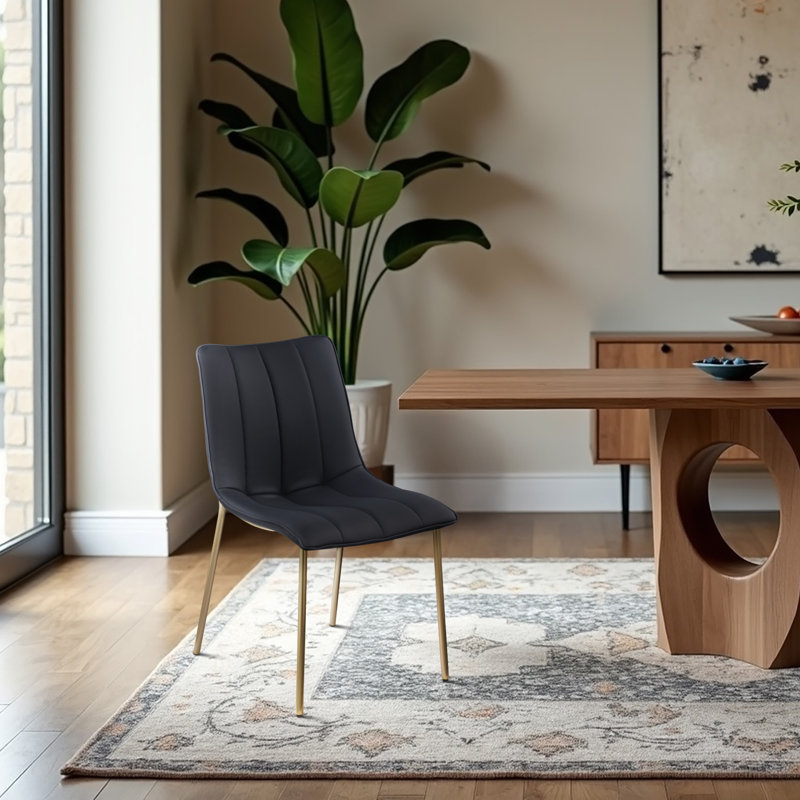 Isla Tufted Side Chair, Black Vegan Leather