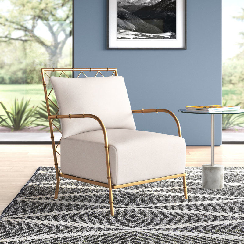 Boualam Stylish Velvet Accent Chair, White Velvet