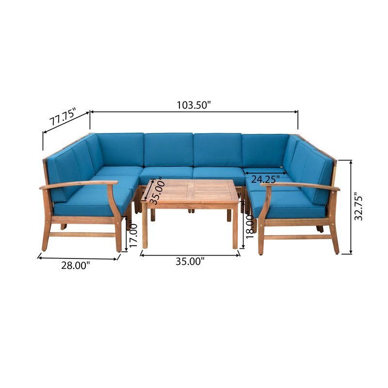 Alyssa Acacia 6 - Person Patio Conversation Set with Cushions, Blue
