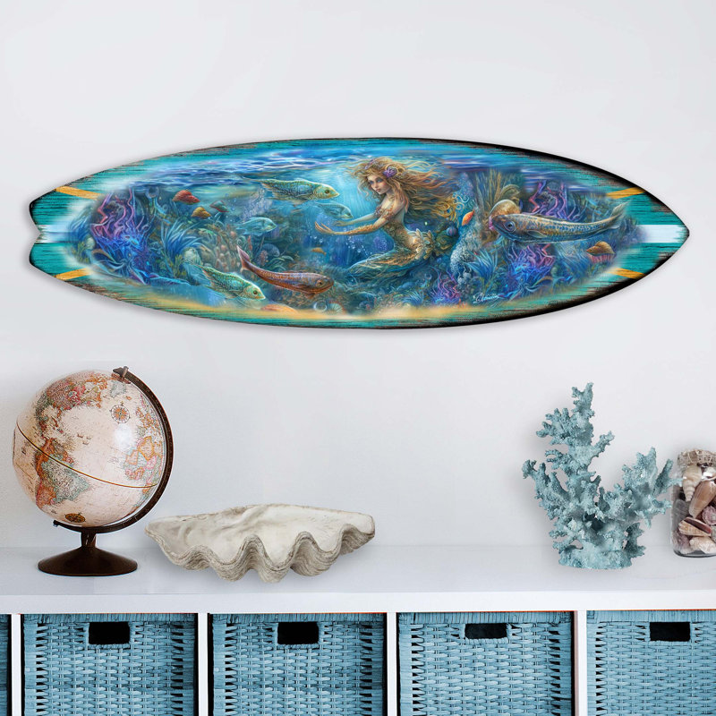 Décoration murale planche de surf, H 13,5 po x l 48 po x P 1 po