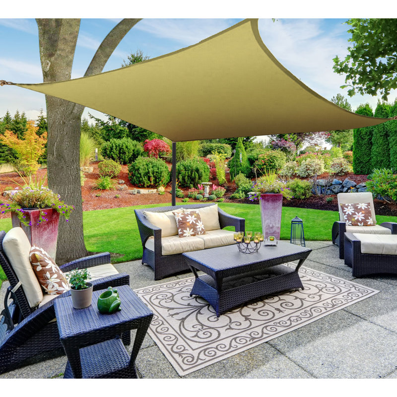 Beige 10' x 10' High-Density Polyethylene Square Patio Shade Sail