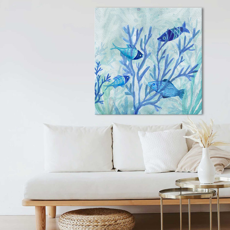 "Blue Coral II" par Marilyn Dunlap, reproduction sur toile, H 18 po x l 18 po x P 1 po