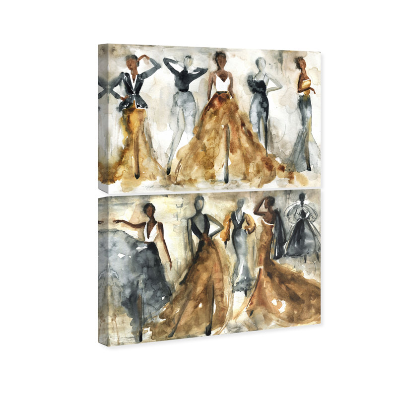 Abstract " Abstract Fashion Watercolor Modern Brown " by Oliver Gal 2 - Pieces, 24'' H x 36'' W