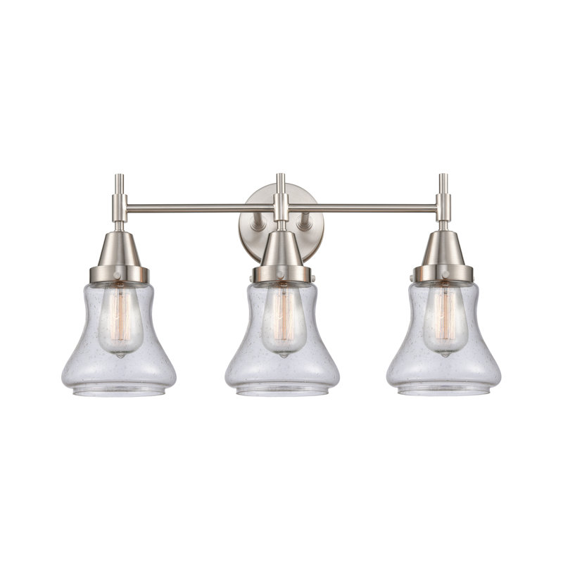 Éclairage pour meuble-lavabo à 3 lumières à intensité variable Gayle, Grainé, Ampoule DEL rétro 4 watts, Nickel satiné