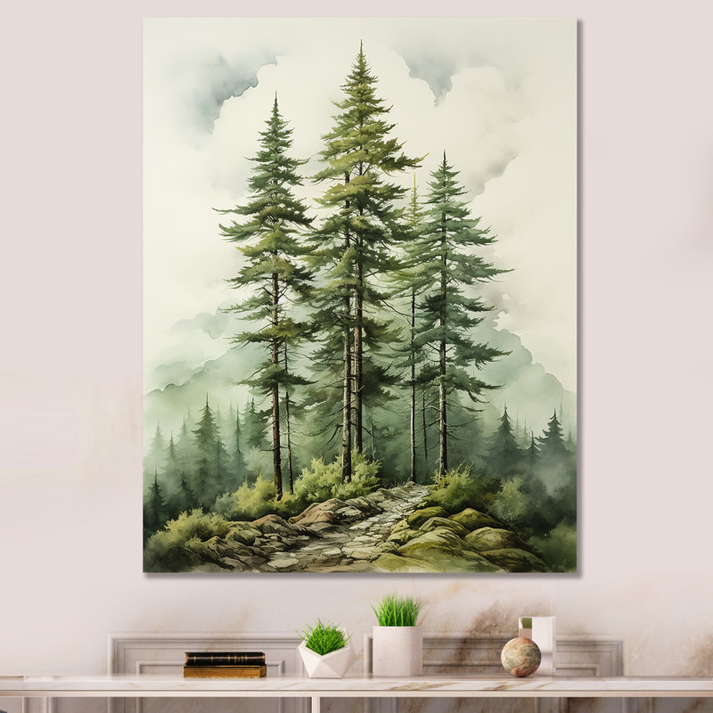 Vert arbre vert Eternal Guardians II - arbre pin, art mural encadré, H 20 po x l 12 po x P 1 po, Toile tendue