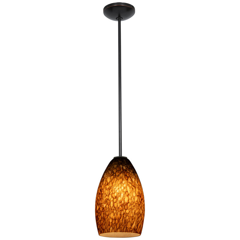 Luminaire suspendu à 1 lumière Carballo, Bronze huilé, Brun pierre