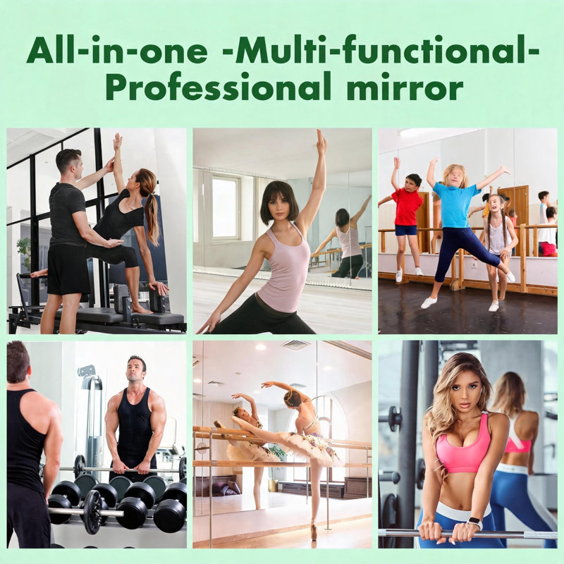 Miroir de gymnastique sans cadre (55 x 21 pouces, paquet de 2) avec réflexion sans distorsion