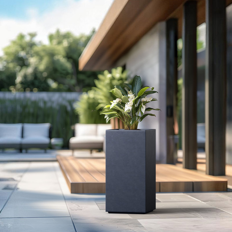 Boîte à fleurs en béton Kalil, Gris granite, H 28 po x l 14 po x P 14 po