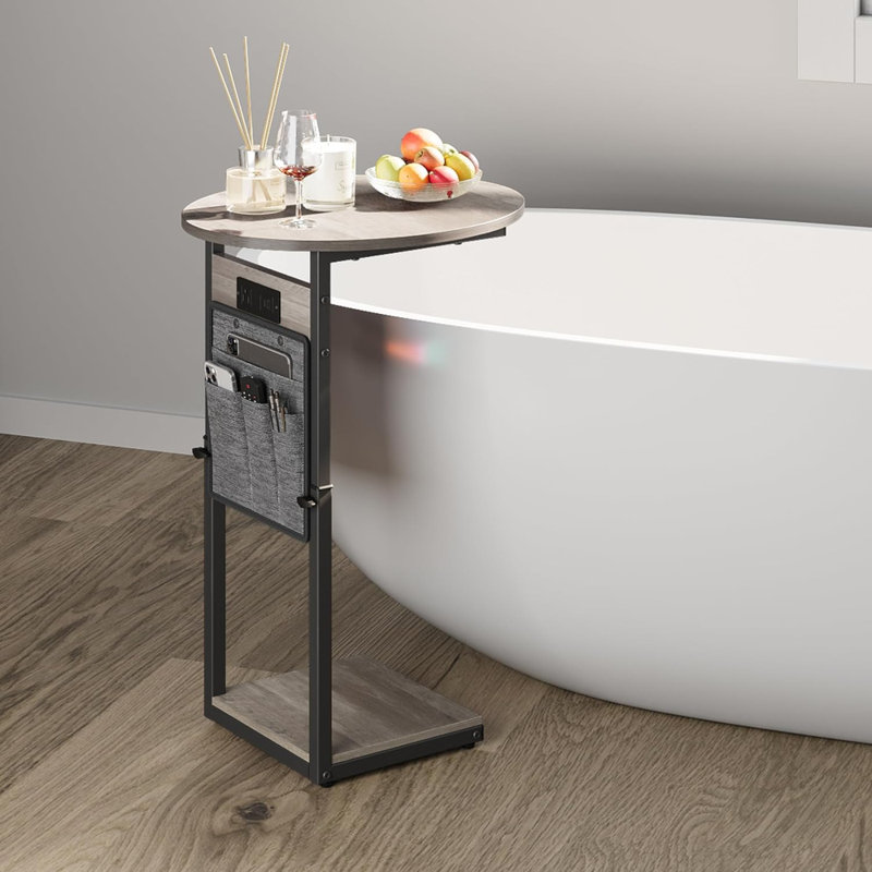 Table de bout réglable en forme de C avec station de charge
