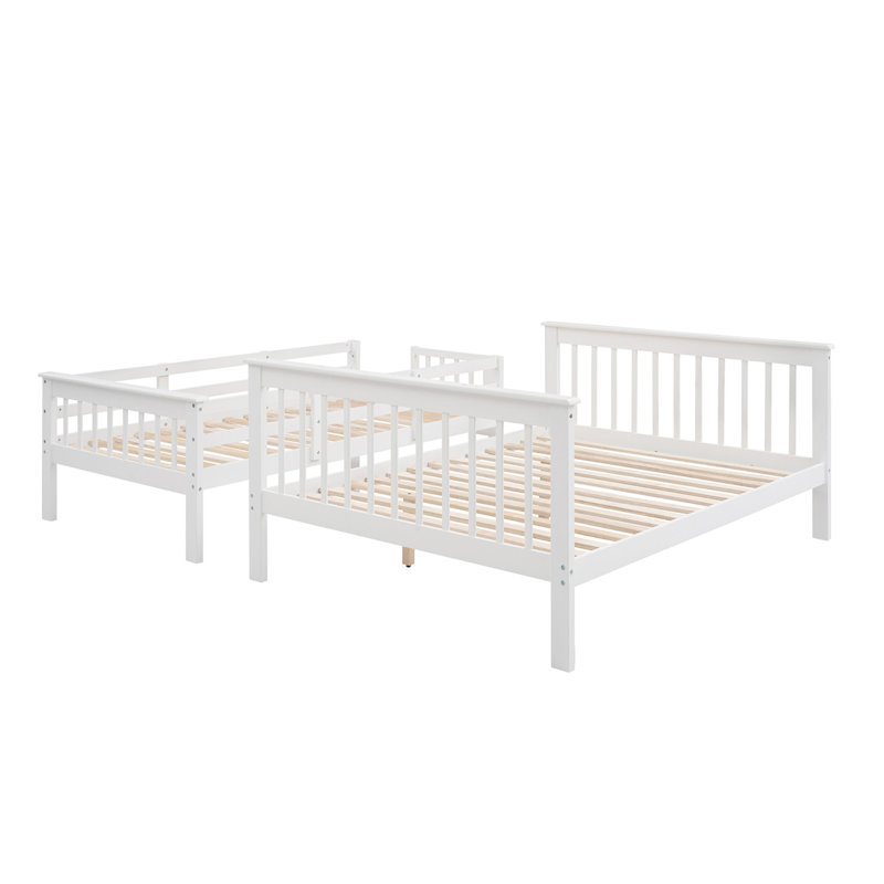 Lit superposé simple avec accoudoirs en pin massif 58 po x l 94,3 po x H 62,3 po Adeline, Blanc
