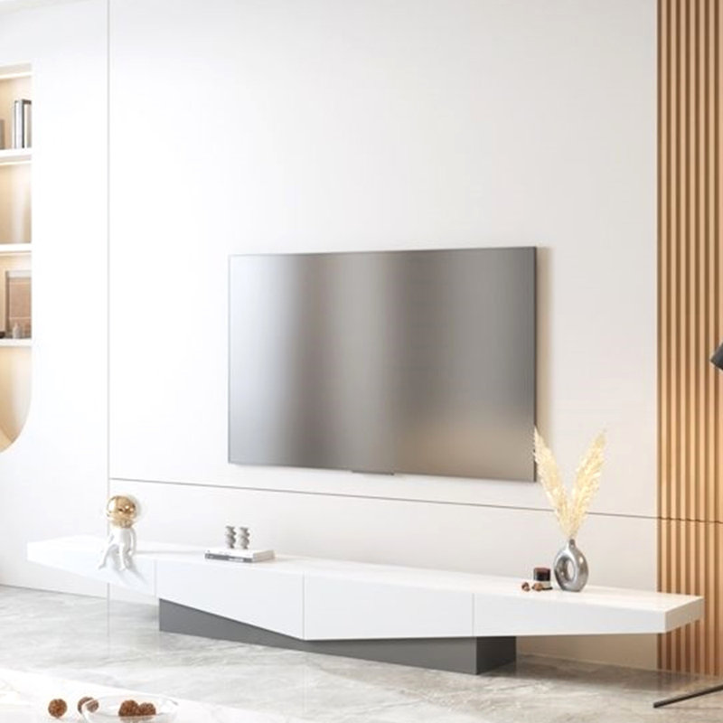 Meuble télé haut de gamme Rock, Blanc; gris, L 78,74 po