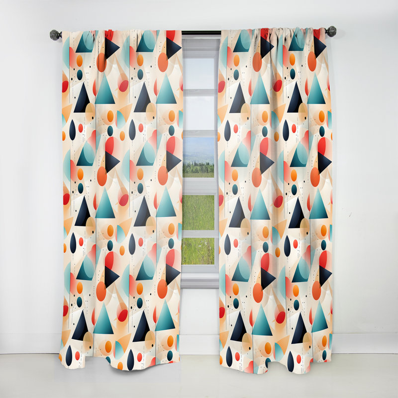 Mid-Century Modern Geometrics - Rideau Mid-Century - Velours obscurcissant - 1 panneau, L 52 po x L 63 po