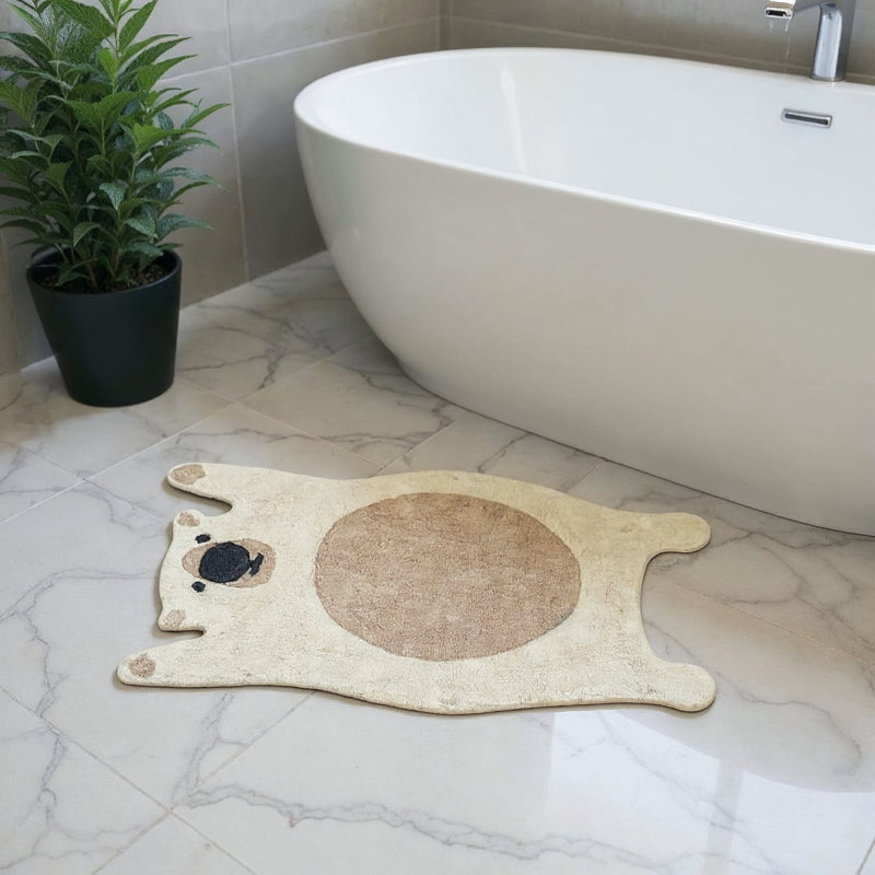Tapis lavable noué à la main 2 pi x 4 pi brun et blanc cassé