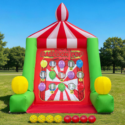 GR8FUN 6.6FT Inflatable Carnival Game, Target Toss Game with 8 Balls & Built-in Blower, Outdoor Throwing Games for Backyard, Birthday, Events