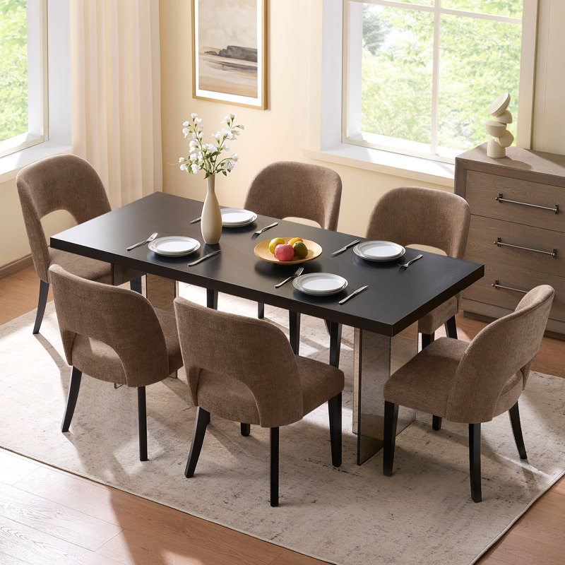 47cm H Upholstered Upholstered Back Side Chair, Brown