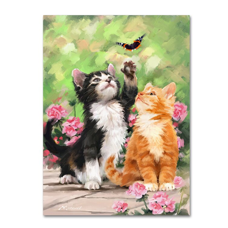 Marmont Hill Playing Cats by Curtis Painting Print on Canvas