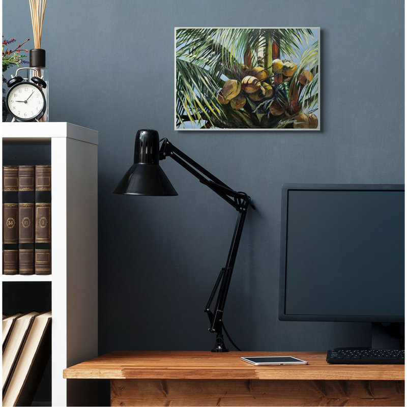 « tropical palm, jaune vert jaune », reproduction d’art, Plaque en bois, H 13 po x l 19 po x P 0,5 po