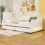 Lit de jour simple tapissier avec gigogne et DEL et 2 tiroirs-898526897