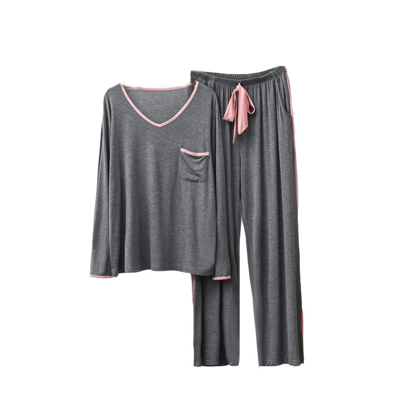 Ensemble de pyjama droit pour femme, S, Gris foncé