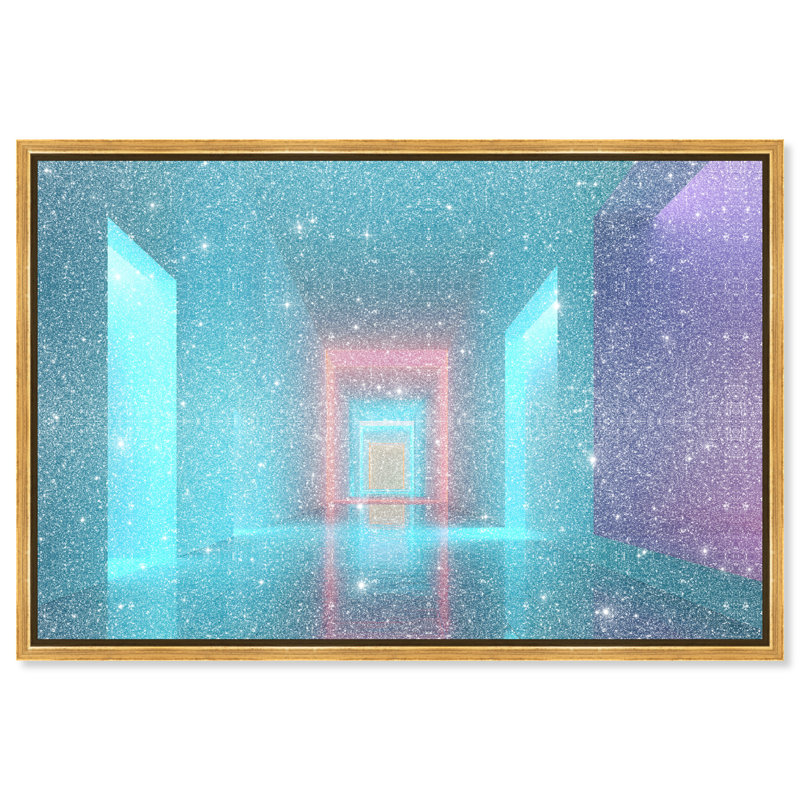 Cerulean Corridor III Abstract Canvas Print by Oliver Gal, Black Frame, 15 x 10, 24"H x 16"W, Gallery Wrapped