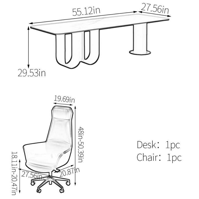 Bureau renforcé à double couche, H 29,53 po x l 55,12 po x P 27,56 po