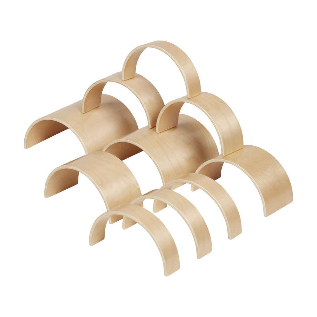 ECR4Kids Wooden Tunnels and Arches, Block Play, Natural, 10-Piece ECR4Kids