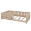 Lit plateforme simple avec garde-corps et tablettes de rangement, lit au sol avec clôture semi-fermée pour garçons filles-490775836-490775839