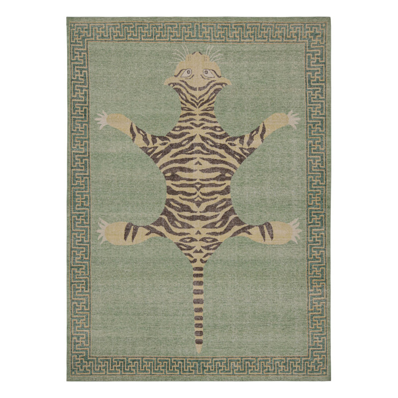 Distressed Homage Hand Knotted Wool Animal Print Area Rug, Rectangle 9' x 12'