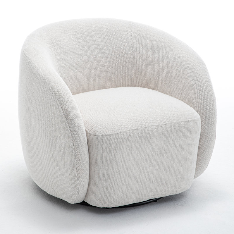 Fauteuil demi-tonneau pivotant rembourré Aunna, Beige