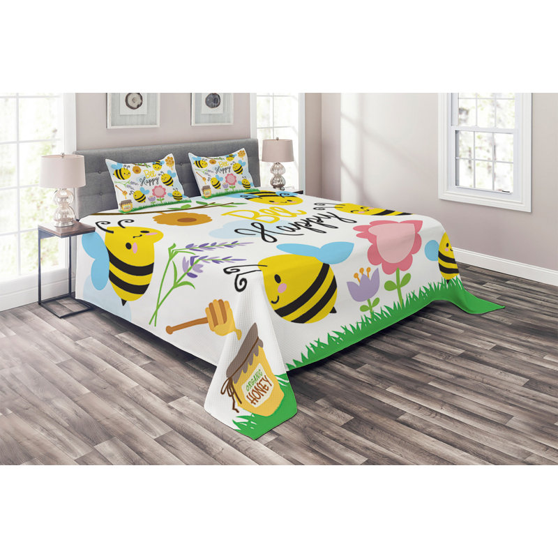 Honey Polyester Coverlet, King Bedspread + 2 Shams