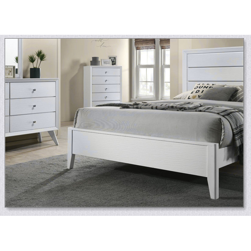 Eastern Bed Panel Headboard Wave Texture Bedroom Furniture Wooden 1Pc Bedframe, Lit double