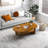 Modern Walnut Two-Tier Oval Coffee Table - Solid Wood With Stylish Legs - 55" Top & 40" Lower Shelf